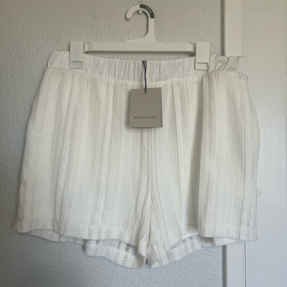 Allsaints Giana Crochet Shorts In Tofu White - Picture 3 of 11